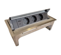 Выдвижной блок розеток в стол, 3х220В + USB A+C, нержавеющая сталь, Versanet ASA