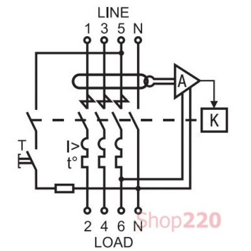 Трехфазный дифавтомат 32А, 30мА, кривая B, тип А, e.rcbo.pro.4.B32.30 Enext p0720031