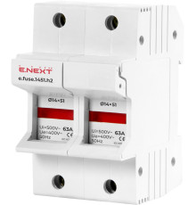Держатель предохранителей 14х51 до 63А, 2 полюса, на дин-рейку, e.fuse.1451.h2 Enext i0300005