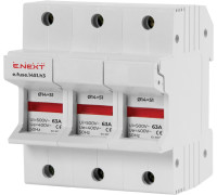 Держатель предохранителей 14х51 до 63А, 3 полюса, на дин-рейку, e.fuse.1451.h3 Enext i0300006