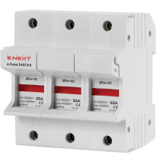 Держатель предохранителей 14х51 до 63А, 3 полюса, на дин-рейку, e.fuse.1451.h3 Enext i0300006