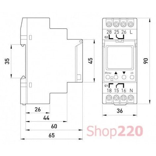Таймер астрономический 16А одноканальный, e.control.t10m i0310035