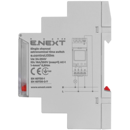 Таймер астрономический 16А одноканальный, e.control.t10m i0310035