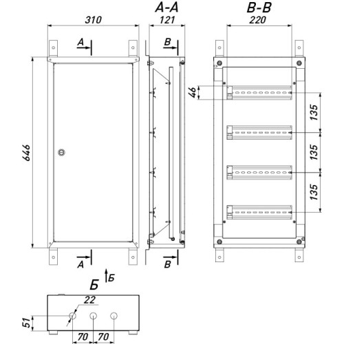 Щит навесной на 48 модулей, металлический, IP54, e.mbox.pro.n.48 Enext p0100218