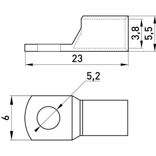 Кабельный наконечник 6 мм кв под пайку, луженая медь, e.end.stand.c.6, D5.2 Enext s19016