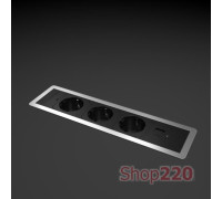 Врезной блок розеток 3х220В + USB тип С, алюминий, Versaframe ASA 060.40F.00007