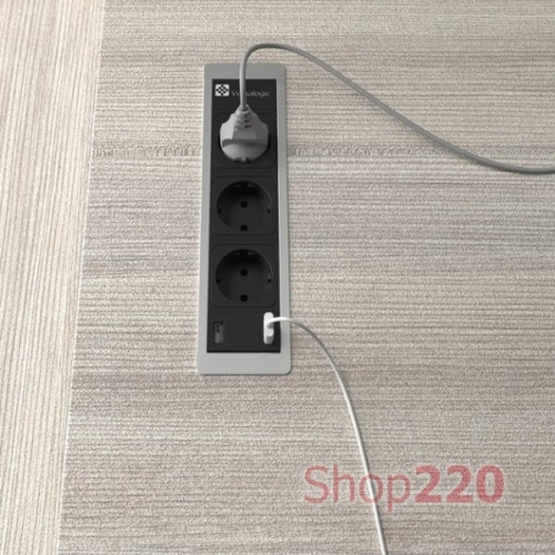 Врезной блок розеток 3х220В + USB тип С, белый, Versaframe ASA 060.40F.00008