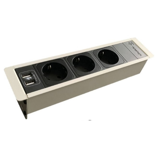 Врезной блок розеток 3х220В + USB тип С, белый, Versaframe ASA 060.40F.00008