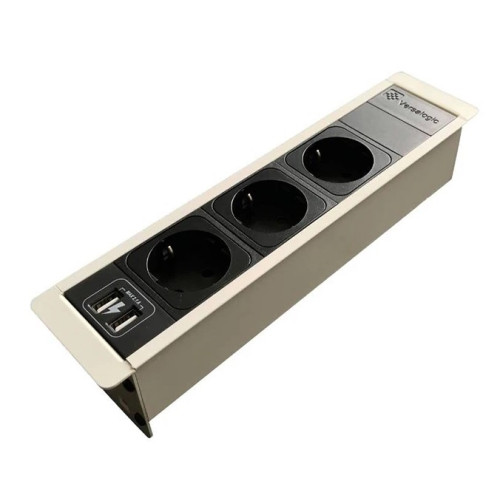 Врезной блок розеток 3х220В + USB тип С, белый, Versaframe ASA 060.40F.00008