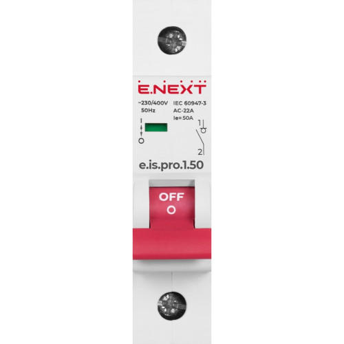 Выключатель нагрузки на DIN-рейку 1р, 50А, e.is.1.50 Enext p008007