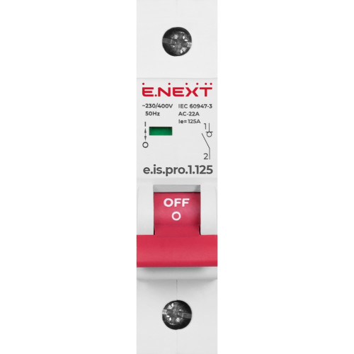Выключатель нагрузки на DIN-рейку 1р, 125А, e.is.1.125 Enext p008008