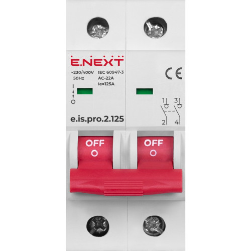 Выключатель нагрузки на DIN-рейку 2р, 125А, e.is.2.125 Enext p008012
