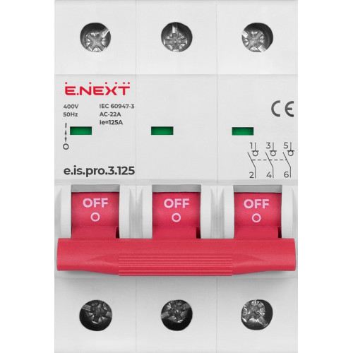 Выключатель нагрузки на DIN-рейку 3р, 125А, e.is.3.125 Enext p008010