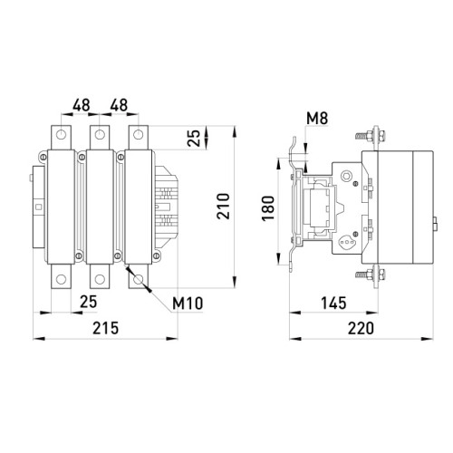 Контактор 400А, 220В, no, e.industrial.ukc.400.220 Enext i.0090009