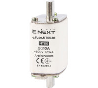Предохранитель плавкий габарит 00, 10А., e.fuse.NT00.10 Enext