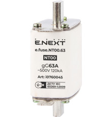 Предохранитель плавкий габарит 00, 63А., e.fuse.NT00.63 Enext