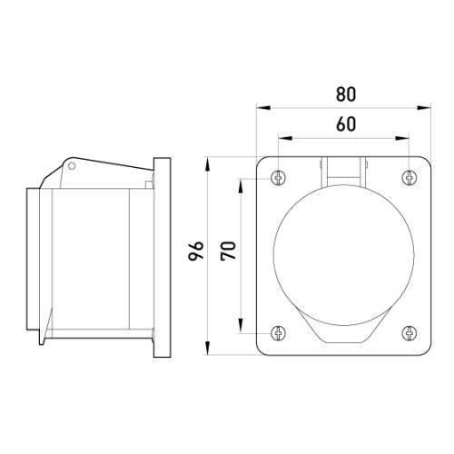 Силовая встраиваемая розетка 4п., 380В, 32А, e.socket.pro.4.32.wall Enext p012013
