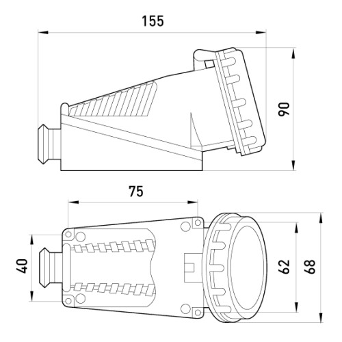 Силовая розетка стационарная 2Р+Z, 250В, 16А, IP67, Tarel 2624-137