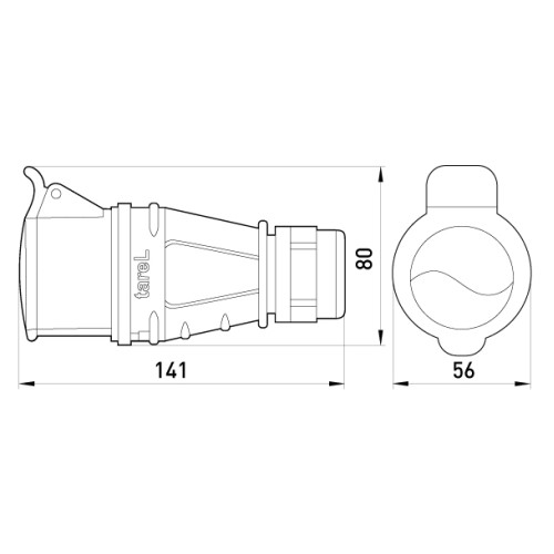 Силовая розетка переносная 3Р+Z, 400В, 16А, IP44 безвинтовая, Tarel 134S