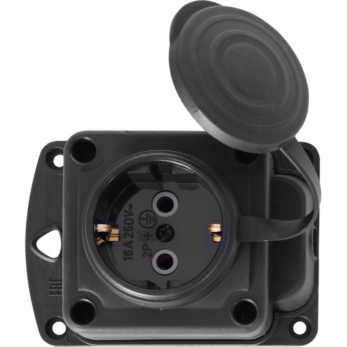 Розетка одинарная с защитной крышкой каучуковая с заземлением, 16А, e.socket.rubber.029.1.16 Enext s9100025