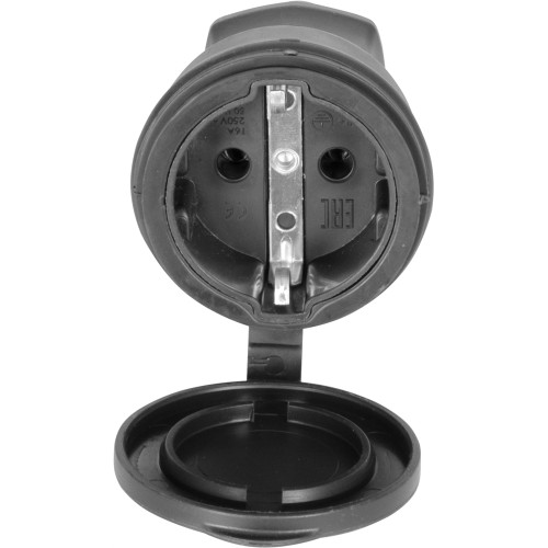 Розетка переносная с защитной крышкой каучуковая с заземлением, 16А, e.socket.rubber.029.16 Enext s9100024