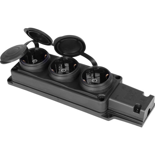 Розетка тройная с защитной каучуковой крышкой с заземлением, 16А, e.socket.rubber.029.3.16 Enext s9100027