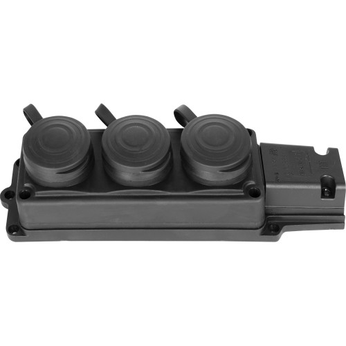Розетка тройная с защитной каучуковой крышкой с заземлением, 16А, e.socket.rubber.029.3.16 Enext s9100027