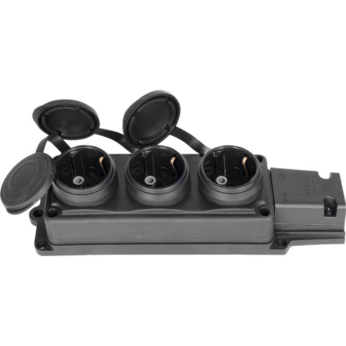 Розетка тройная с защитной каучуковой крышкой с заземлением, 16А, e.socket.rubber.029.3.16 Enext s9100027