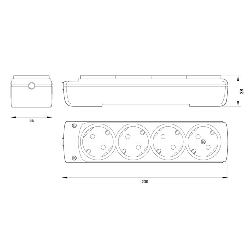 Колодка 4 гнезда, с заземлением, etes.4.z Enext s042103