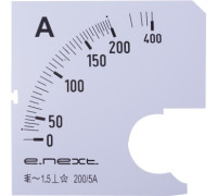 Шкала для амперметра щитового АС 200А 72х72мм, e.meter72.a200.scale Enext