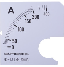 Шкала для амперметра щитового АС 200А 72х72мм, e.meter72.a200.scale Enext