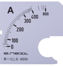 Шкала для амперметра щитового АС 400А 72х72мм, e.meter72.a400.scale Enext