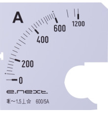 Шкала для амперметра щитового АС 600А 72х72мм, e.meter72.a600.scale Enext