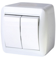 Выключатель двухклавишный для наружного монтажа, IP44, e.aqua.1112.gr Enext