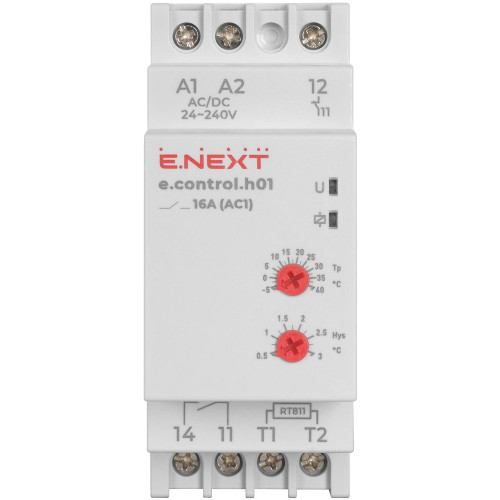 Реле контроля температуры 16A, АС/DC 24-240, -5…+40 °С, e.control.h01 Enext i0310016