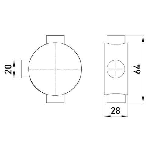 Коробка соединительная трубная, 3 ввода, d20мм, e.pipe.3.db.stand.20 Enext s7035002