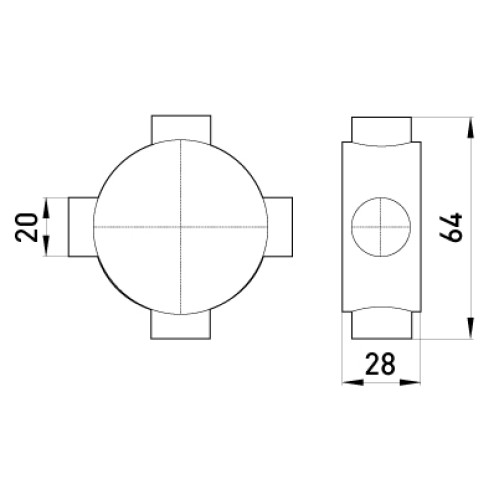 Коробка соединительная трубная, 4 ввода, d20мм, e.pipe.4.db.stand.20 Enext s7035005
