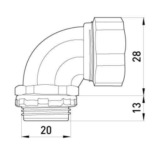 Ввод угловой для металлорукава 12мм(3/8"), e.met.angle.stand.sldx.12 Enext s046001