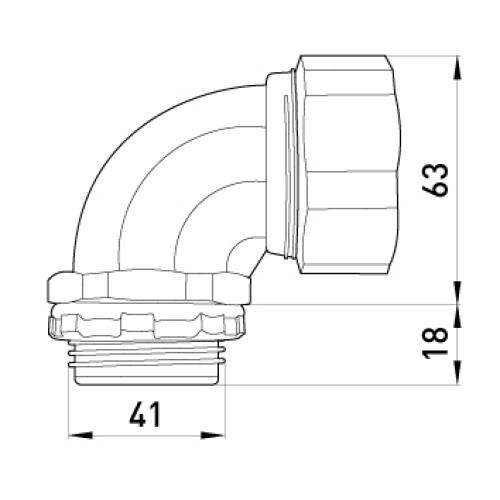 Ввод угловой для металлорукава 32мм(1.1/4"), e.met.angle.stand.sldx.32 Enext s046005