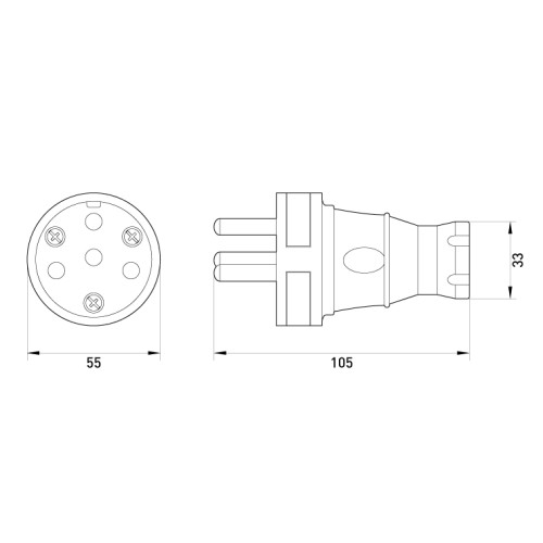 Силовая вилка переносная каучуковая 4п. 25А, e.plug.rubber.030.25 Enext s9100028