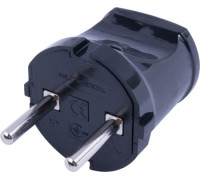 Вилка бытовая без заземлением, 10А, черная, e.plug.002.10 Enext