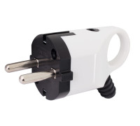 Вилка бытовая заземлением, 16А, угловая, белая, с ручкой, e.plug.angle.005.16,с Enext