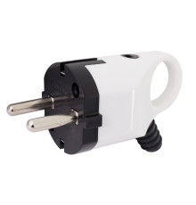 Вилка бытовая заземлением, 16А, угловая, белая, с ручкой, e.plug.angle.005.16,с Enext