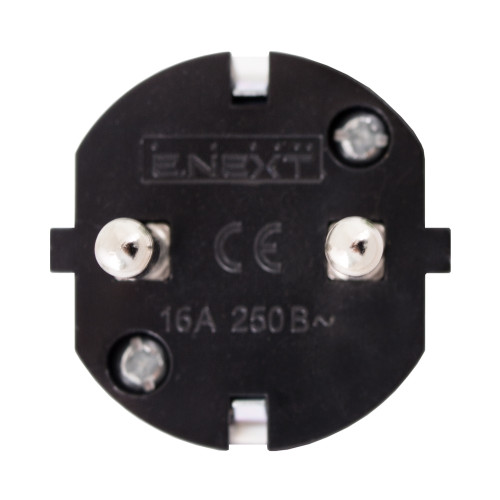 Вилка бытовая заземлением, 16А, угловая, белая, с ручкой, e.plug.angle.005.16,с Enext s9100046