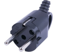 Вилка бытовая с заземлением, 16А, угловая, черная, с ручкой, e.plug.angle.006.16 Enext