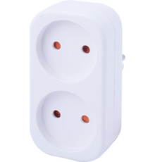 Тройник бытовой 2 гнезда, 2P, 10А, без заземления, e.socket.002.10.2 Enext