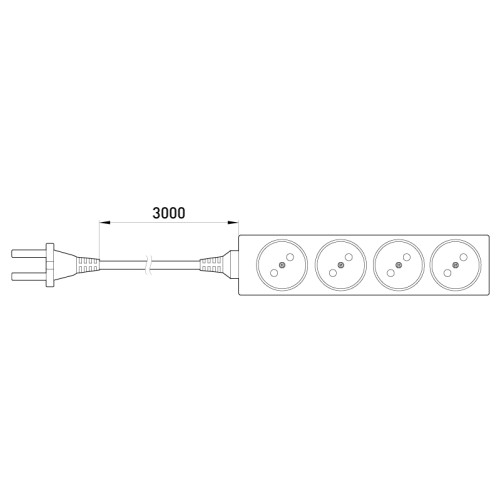 Удлинитель 4 гнезда, 3м, без заземлением, baby protect, e.es.4.3.b Enext s042062