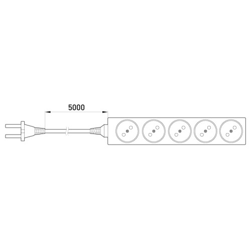 Удлинитель 5 гнезд, 5м, без заземлением, baby protect, e.es.5.5.b Enext s042067