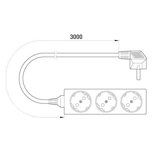 Удлинитель 3 гнезда, 3м, с заземлением, baby protect, e.es.3.3.zb Enext s042004
