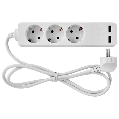 Удлинитель 3 гнезда, 1.5м, с заземлением с USB-зарядкой, baby protect, e.es.3.1.5.zb2.usb Enext s042128